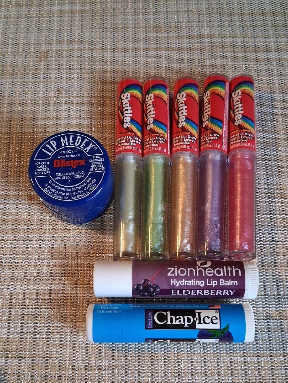 Skittles Lip Gloss Set + Blistex, ZionHealth & ChapIce Balms